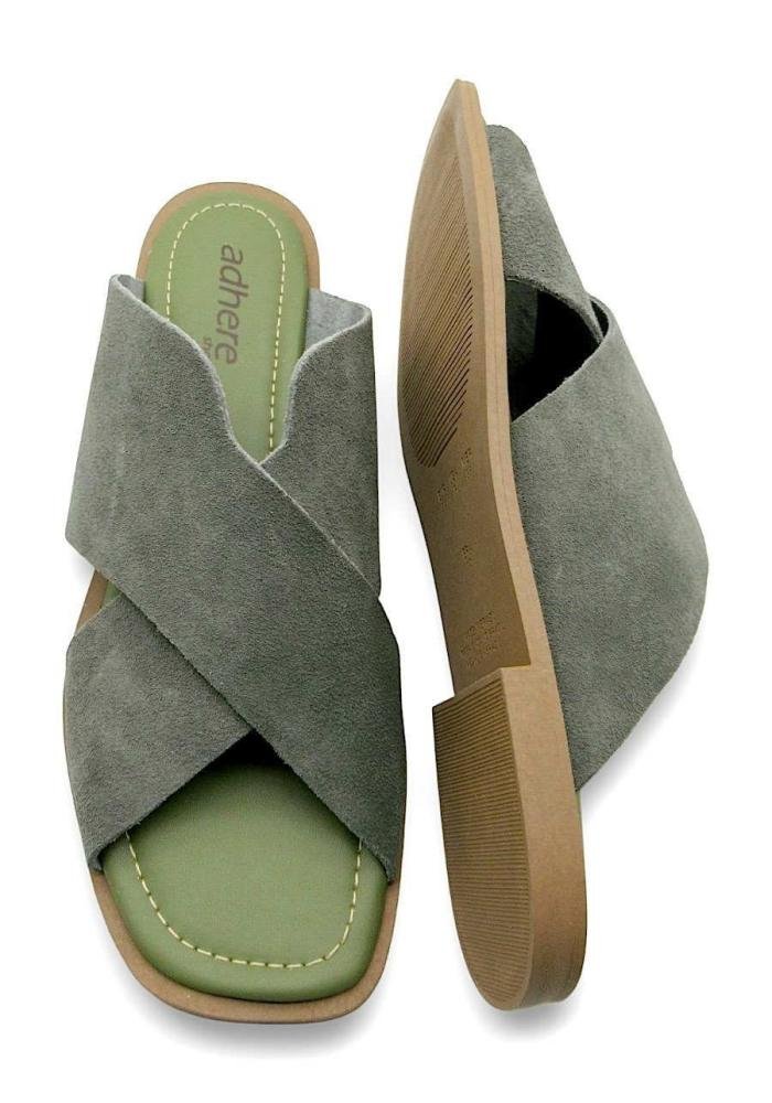 Tamanco Feminino Rasteiro de Couro Adhere 808-0210 Verde 4