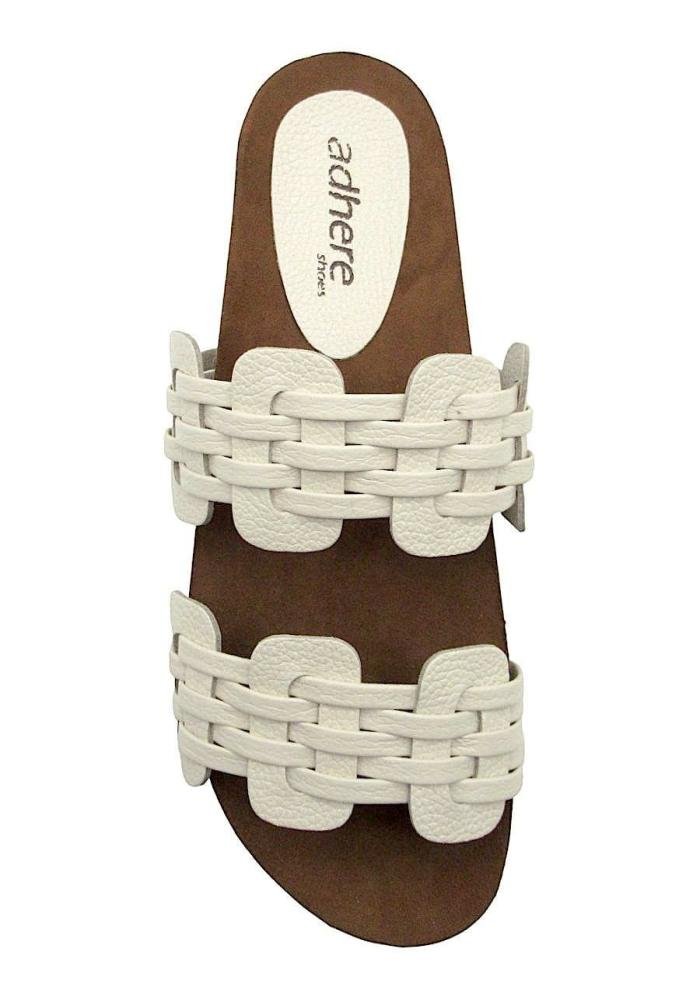 Tamanco Feminino Adhere Slide de Couro 547-0183 Off White 3