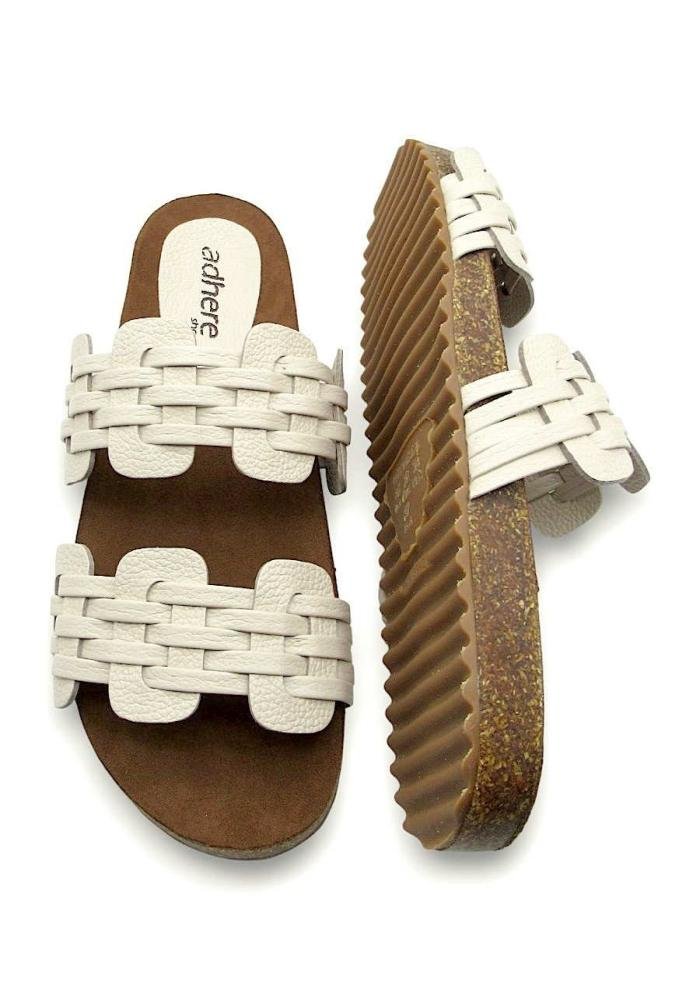 Tamanco Feminino Adhere Slide de Couro 547-0183 Off White 4