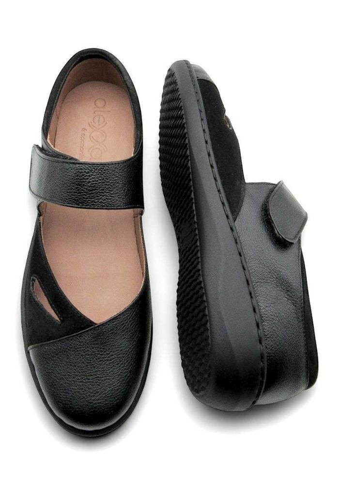 Sapato Feminino Alexxa Opananken Anatômico 63807 100% Couro Preto 4