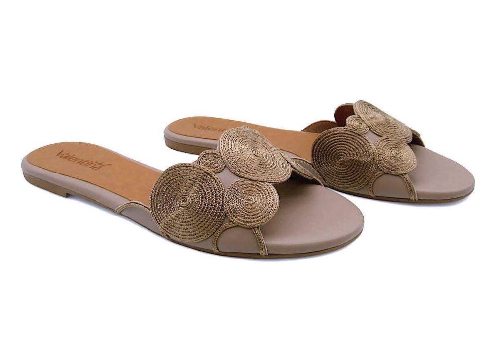 Tamanco Feminino Rasteiro Valentina 272187 Bege 2