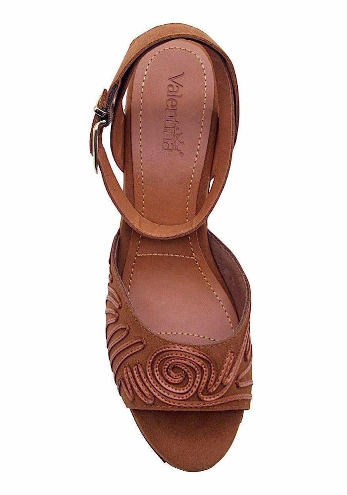 Sandália Feminina Plataforma Anabela Valentina 502137 Marrom 3