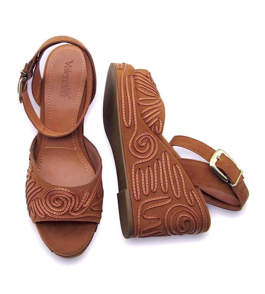 Sandália Feminina Plataforma Anabela Valentina 502137 Marrom 4