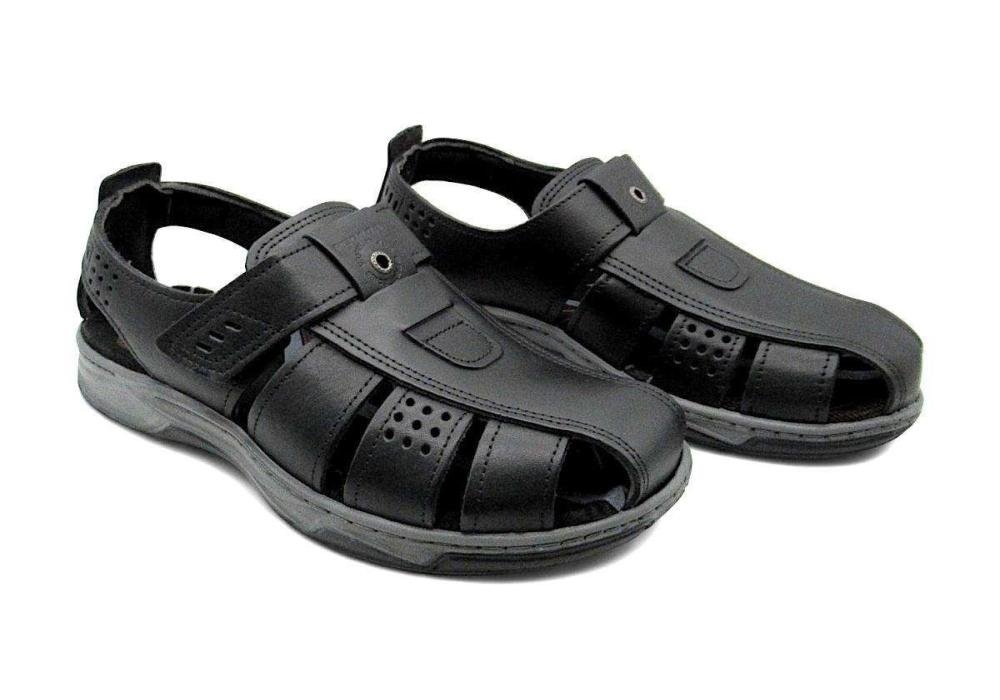 Sandália Masculina Pegada de Couro 132255 Ajustável Preto 2