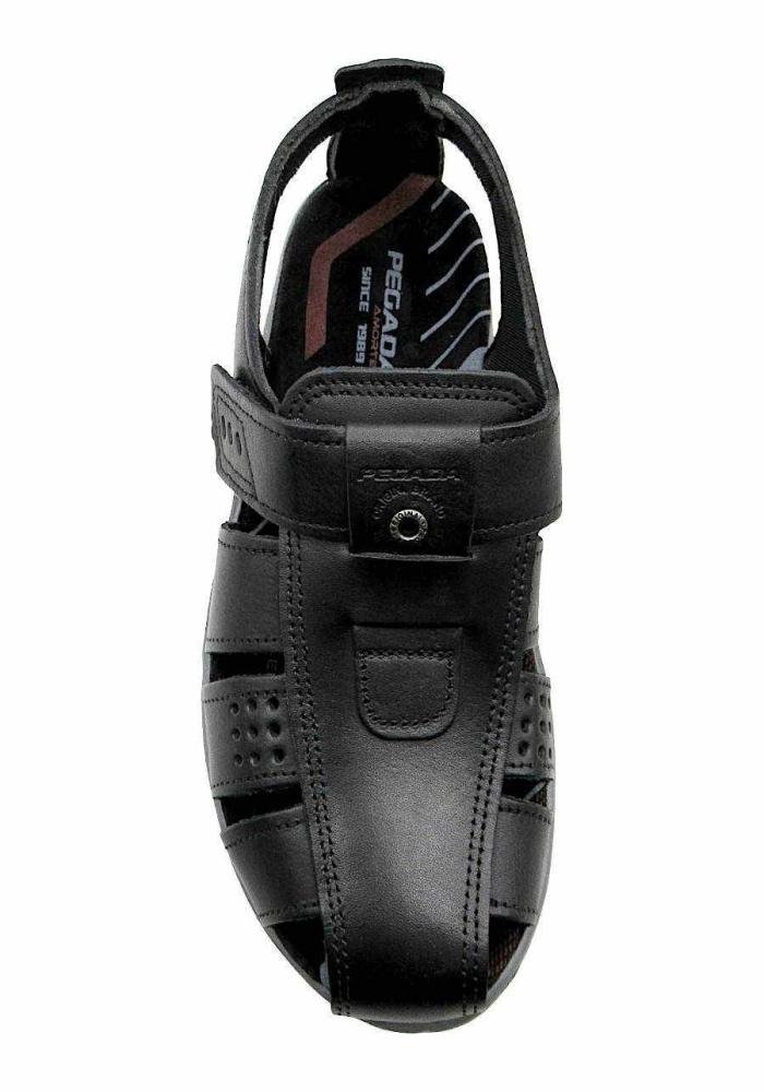 Sandália Masculina Pegada de Couro 132255 Ajustável Preto 3