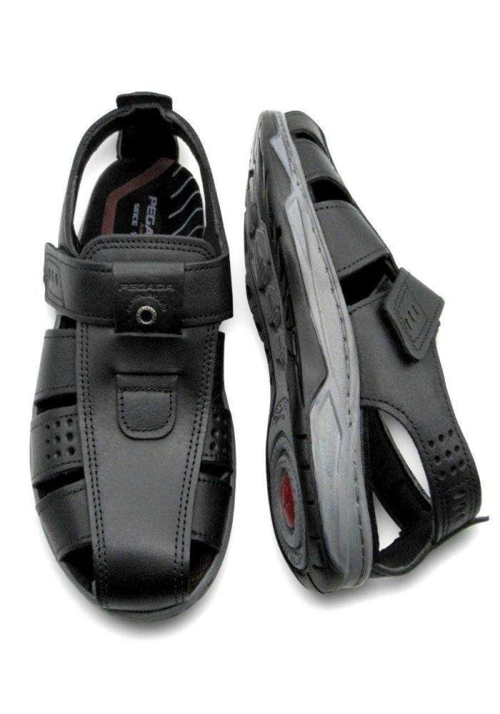 Sandália Masculina Pegada de Couro 132255 Ajustável Preto 4