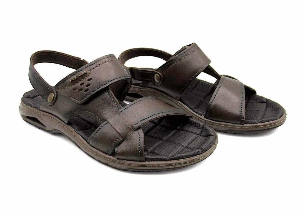 Sandália/Chinelo Masculina Pegada de Couro 133234 Ajustável Marrom 2