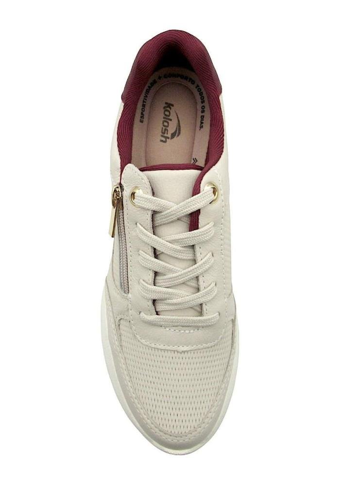 Tênis Kolosh Feminino Casual de Couro C3969 Bege 3