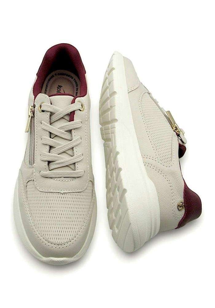 Tênis Kolosh Feminino Casual de Couro C3969 Bege 4