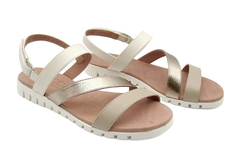 Sandália Alexxa Opananken Feminina Rasteira 100% Couro 27103 Off White 2