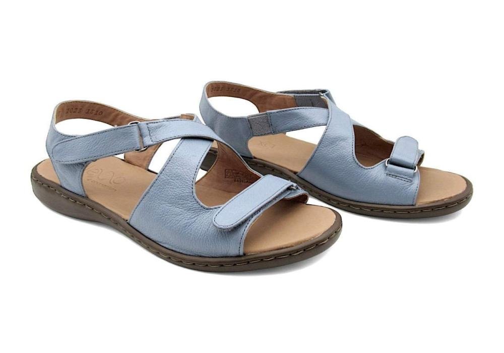 Sandália Feminina Papete de Couro Alexxa Opananken Ajuste 63602 Azul Claro 2