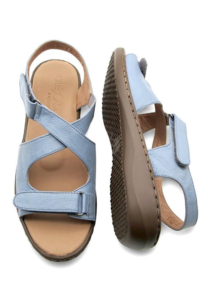 Sandália Feminina Papete de Couro Alexxa Opananken Ajuste 63602 Azul Claro 4
