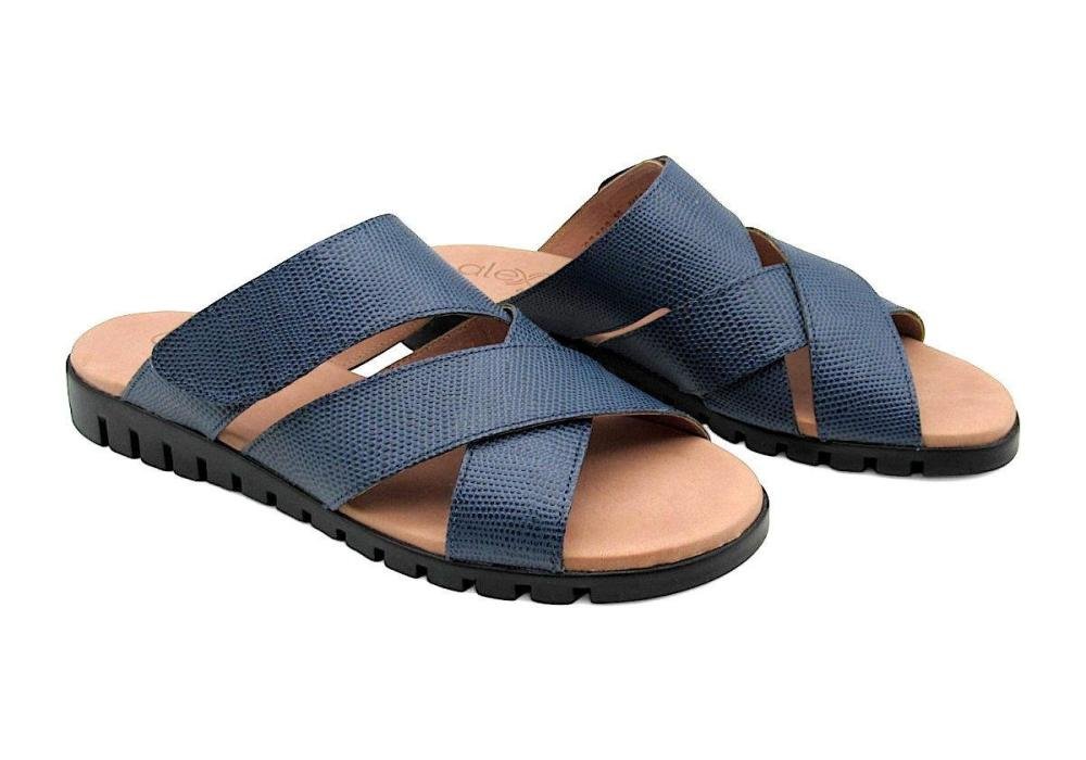 Tamanco Alexxa Opananken Feminino 100% Couro 27102 Azul 2