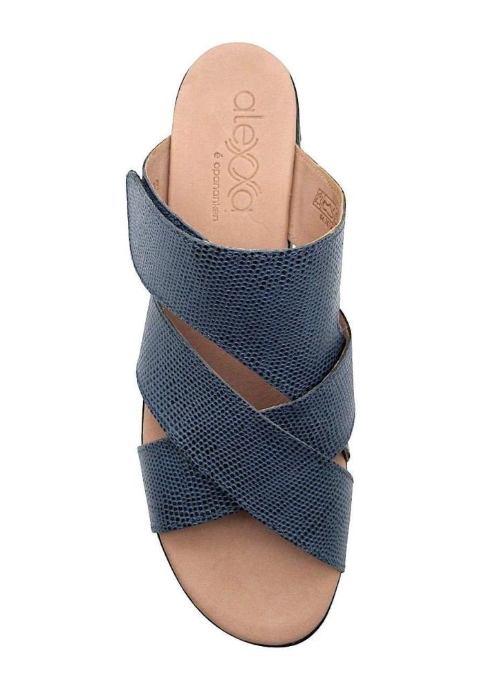 Tamanco Alexxa Opananken Feminino 100% Couro 27102 Azul 3