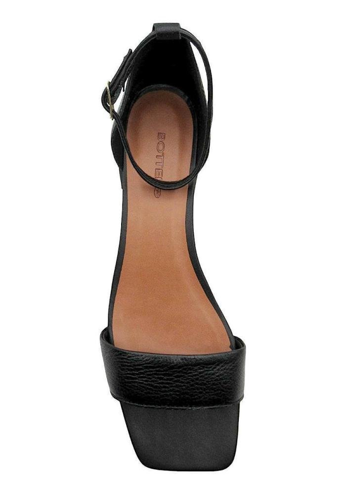 Sandália Feminina Bottero Couro Salto Bloco 372904 Preto Preto 3