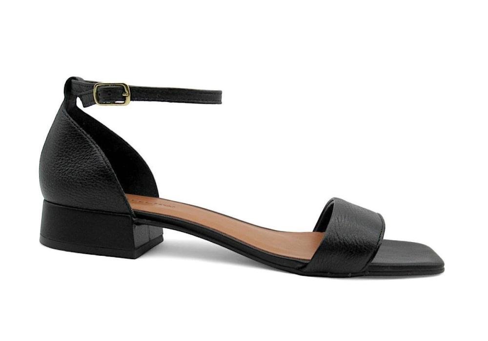 Sandália Feminina Bottero Couro Salto Bloco 372904 Preto