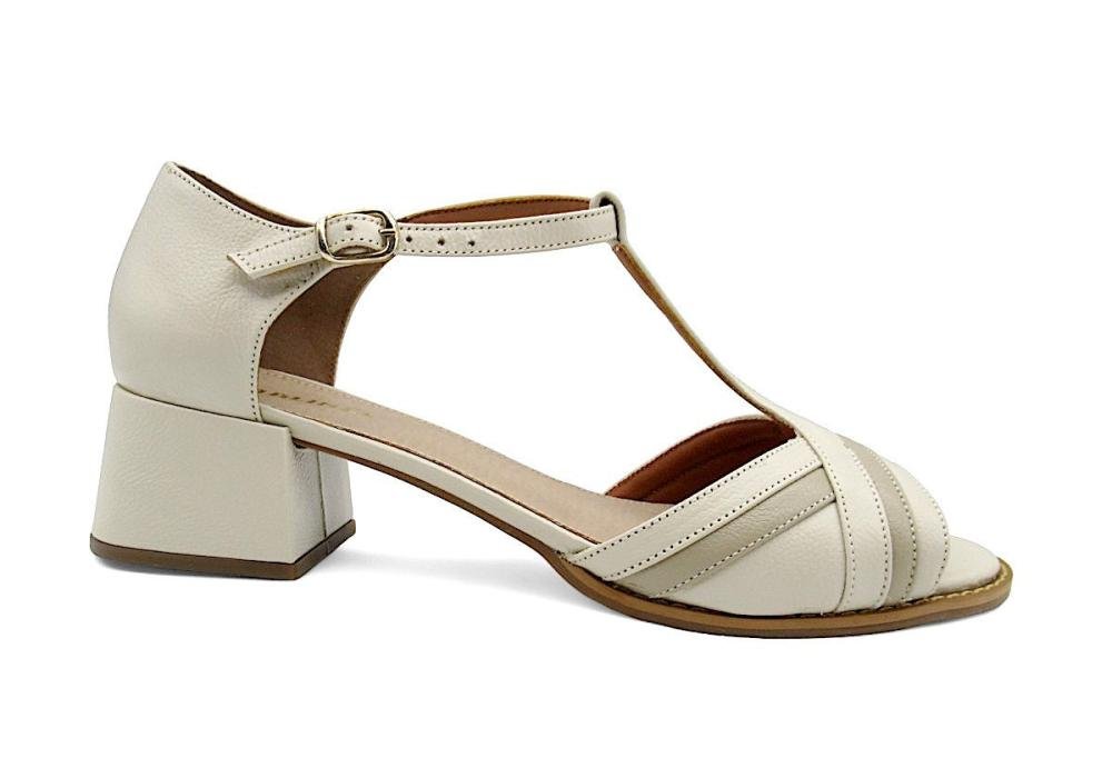 Sandália Feminina de Couro Salto Bloco Marlinês 5458