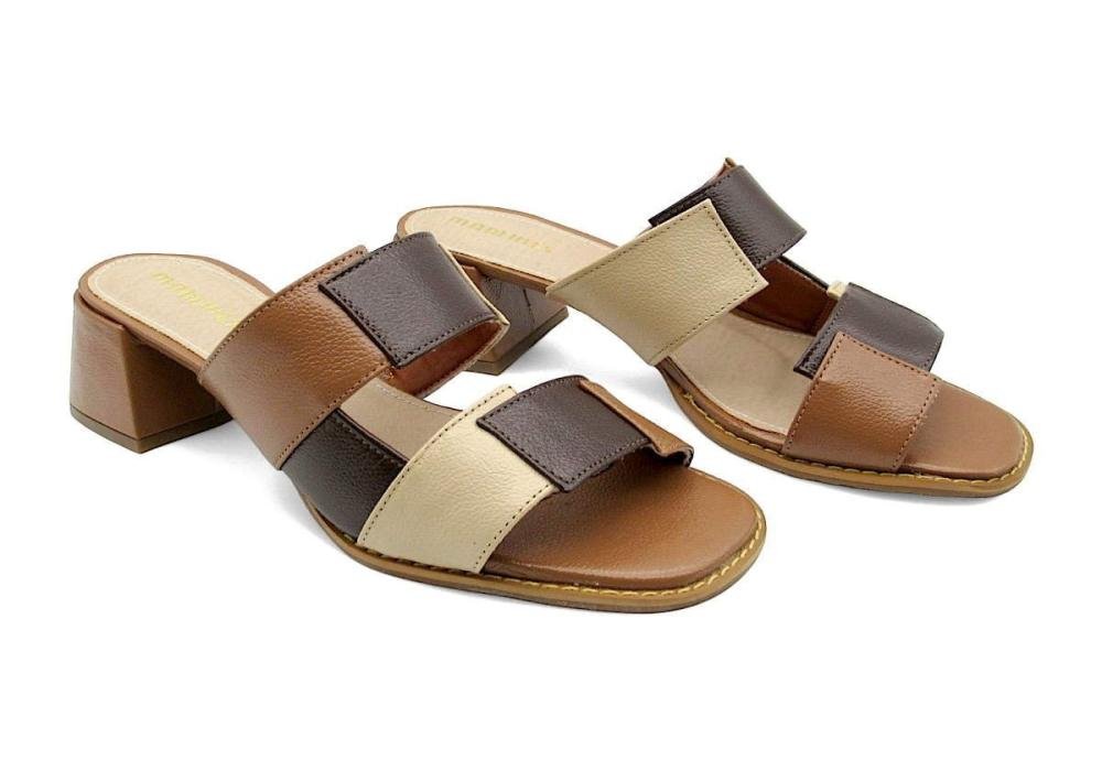 Tamanco Feminino de Couro Salto Bloco Marlinês 5810 Marrom 2