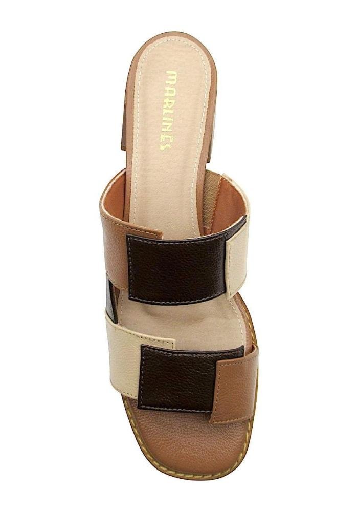 Tamanco Feminino de Couro Salto Bloco Marlinês 5810 Marrom 3