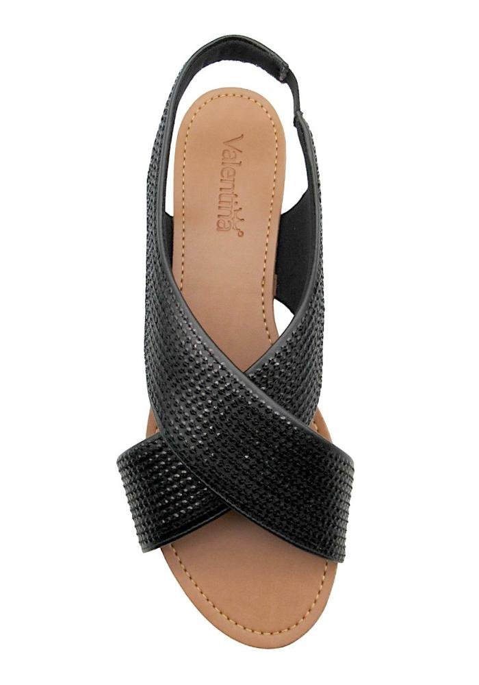 Sandália Feminina Valentina Preta Rasteira com Lantejoulas 272170 Preto 3