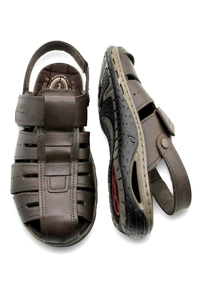 Sandália Masculina Pegada De Couro 131676 Café Marrom 4