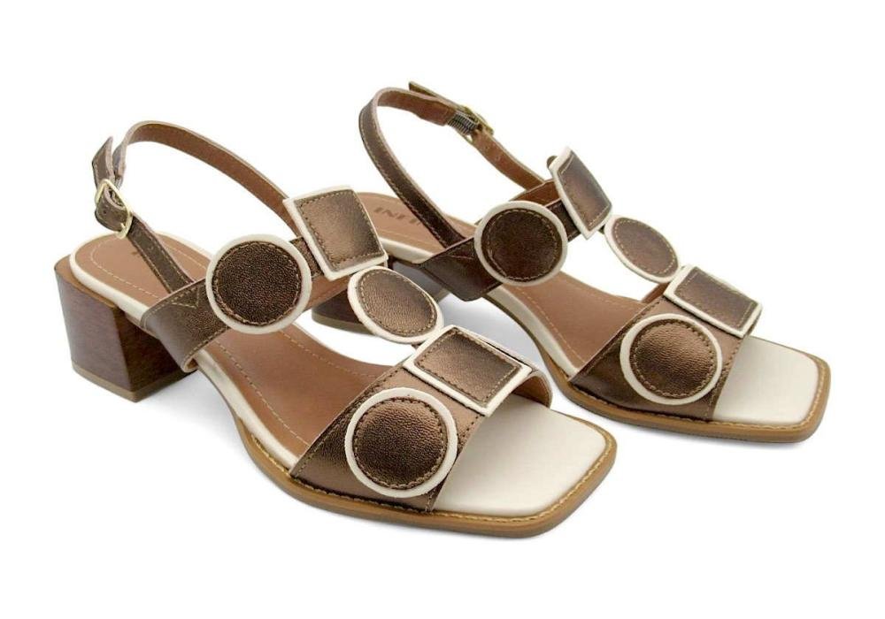 Sandália Feminina Salto Bloco de Couro Infinitus 46227 Marrom 2