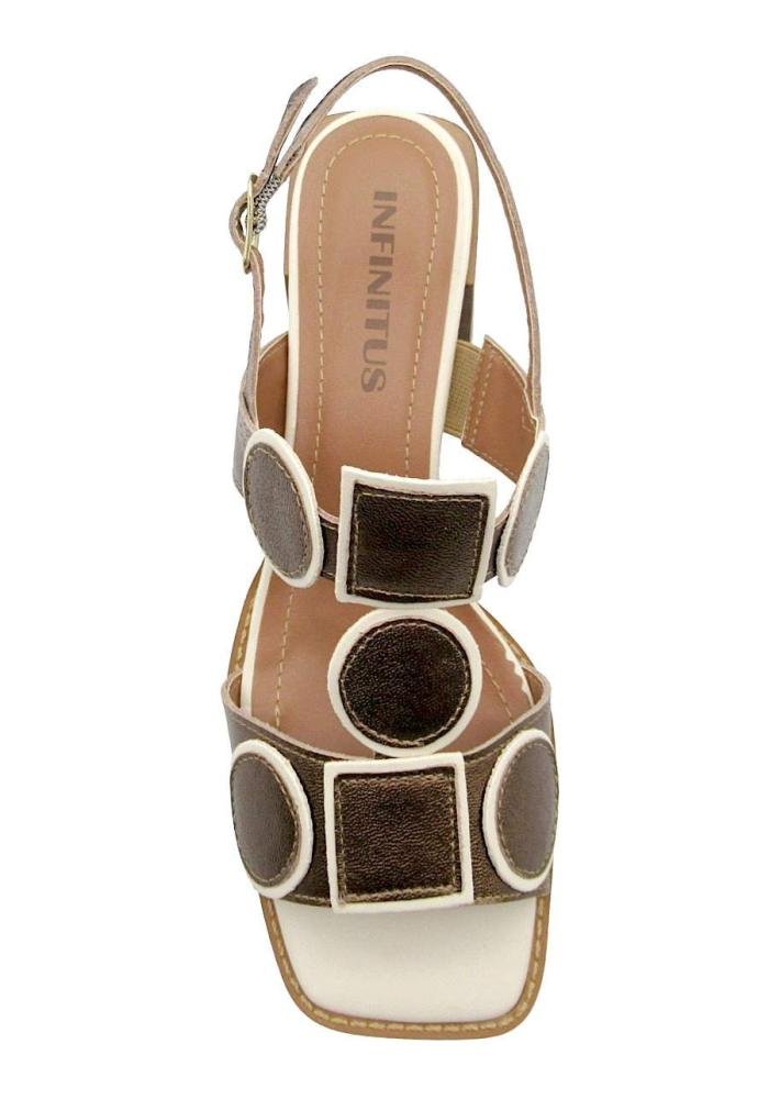 Sandália Feminina Salto Bloco de Couro Infinitus 46227 Marrom 3