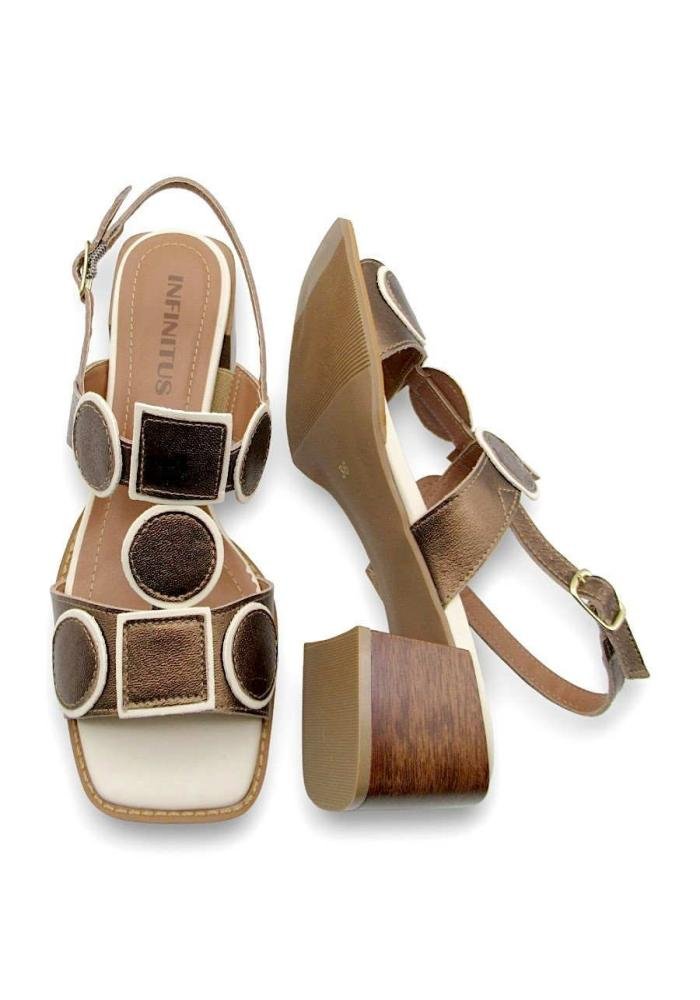 Sandália Feminina Salto Bloco de Couro Infinitus 46227 Marrom 4