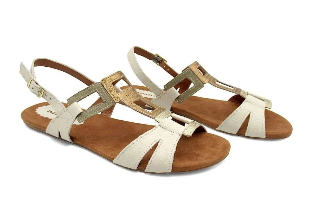 Sandália Feminina Rasteira de Couro Infinitus 28445 Off White 2
