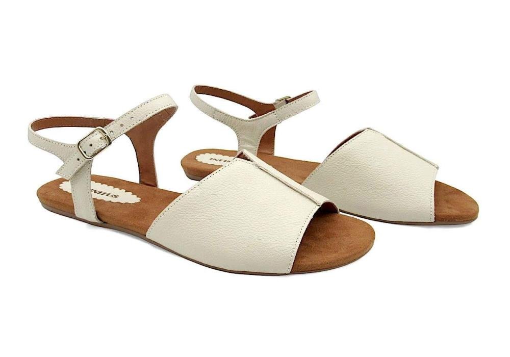 Sandália Feminina Rasteira de Couro Infinitus 28397 Off White 2