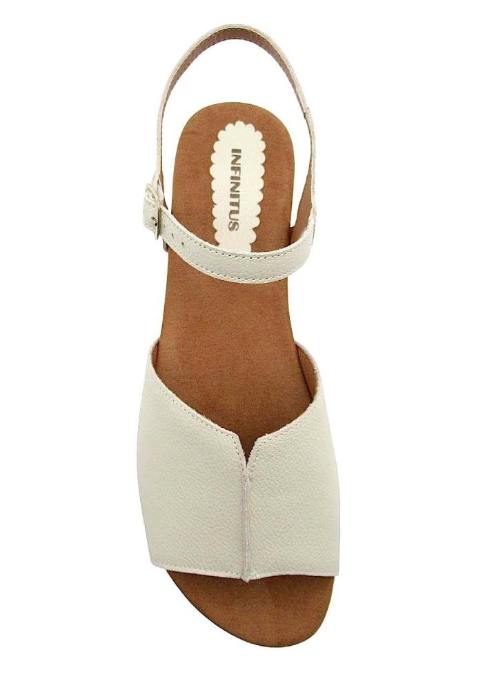 Sandália Feminina Rasteira de Couro Infinitus 28397 Off White 3