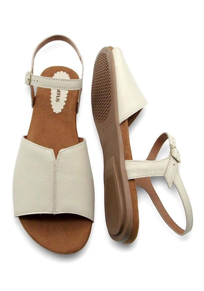 Sandália Feminina Rasteira de Couro Infinitus 28397 Off White 4