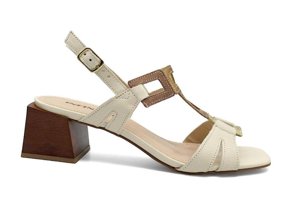 Sandália Feminina Salto Bloco de Couro Infinitus 36572