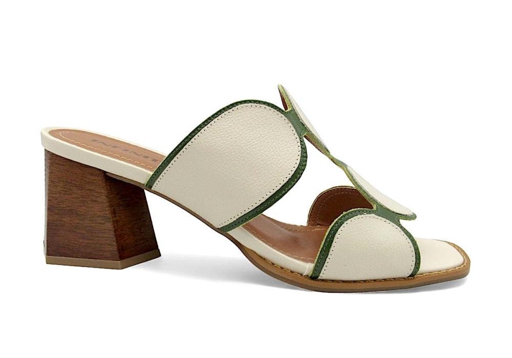 Tamanco Feminino Infinitus Couro Salto Bloco 43306