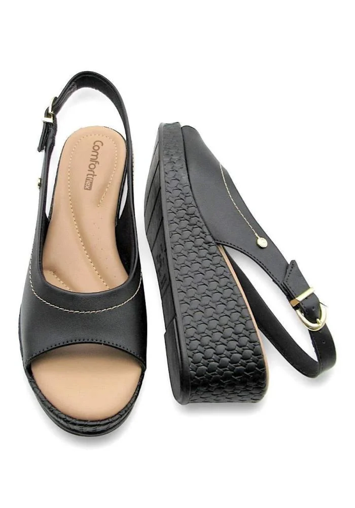 Sandália Feminina Comfortflex Anabela Conforto 2553405 Preto 4