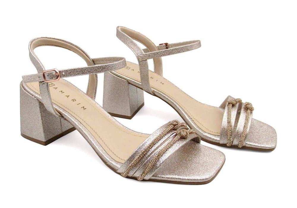 Sandália Social Feminina Ramarim 2534202 Prata Velha Dourado 2