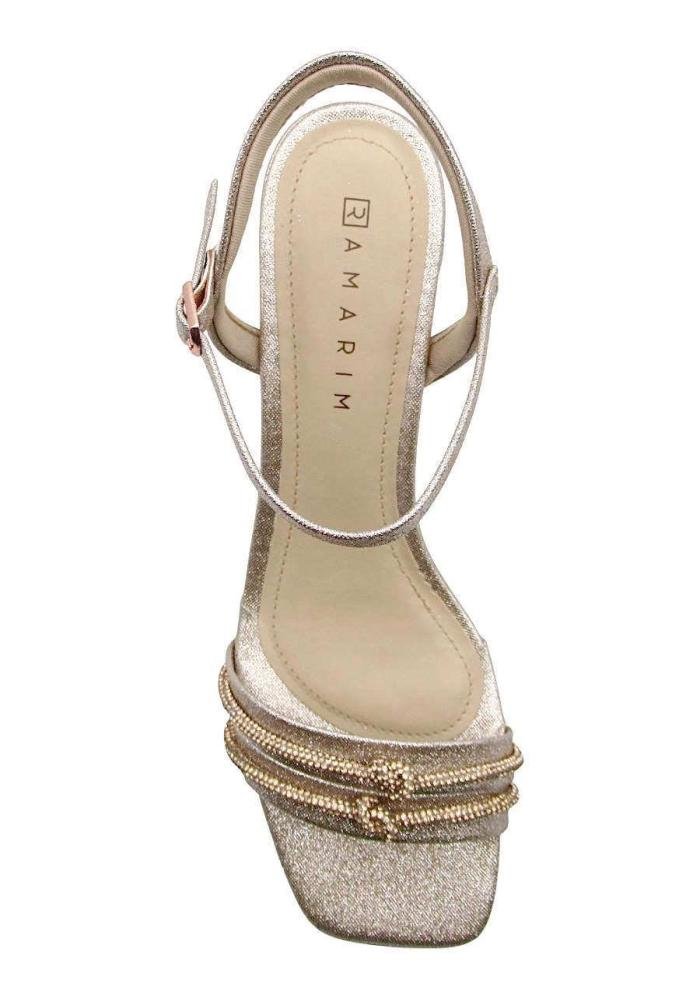 Sandália Social Feminina Ramarim 2534202 Prata Velha Dourado 3