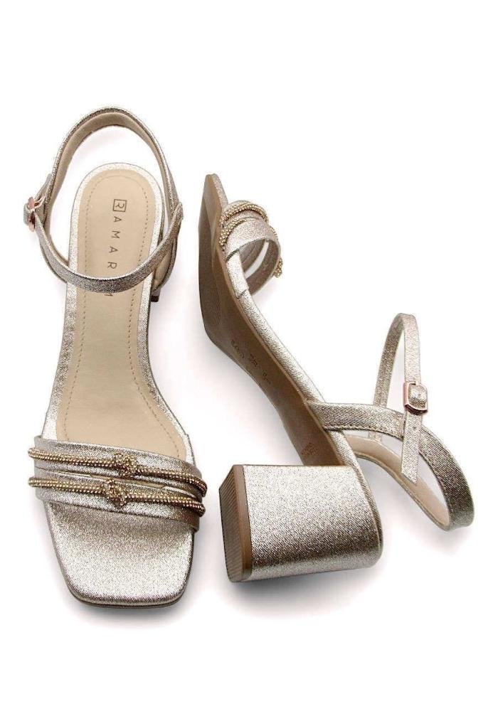 Sandália Social Feminina Ramarim 2534202 Prata Velha Dourado 4