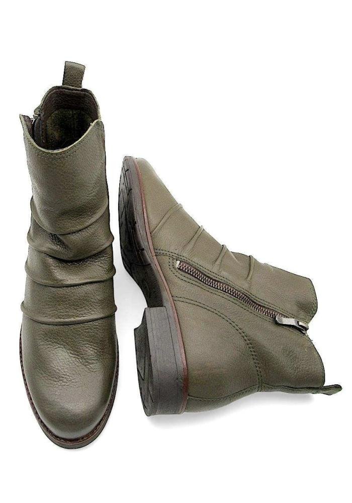 Bota Feminina Bottero Cano Curto de Couro 361731 Verde Musgo 4