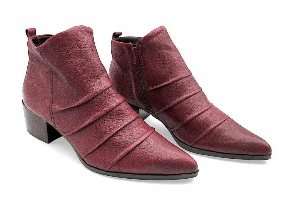 Bota Feminina Bottero Cano Curto de Couro 349308 Vinho 2