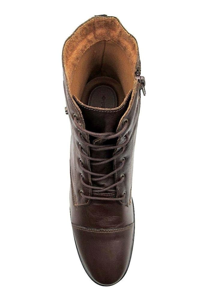 Bota Coturno Feminina em Couro Premium Café Perlatto Conforto LUN688E Marrom 3