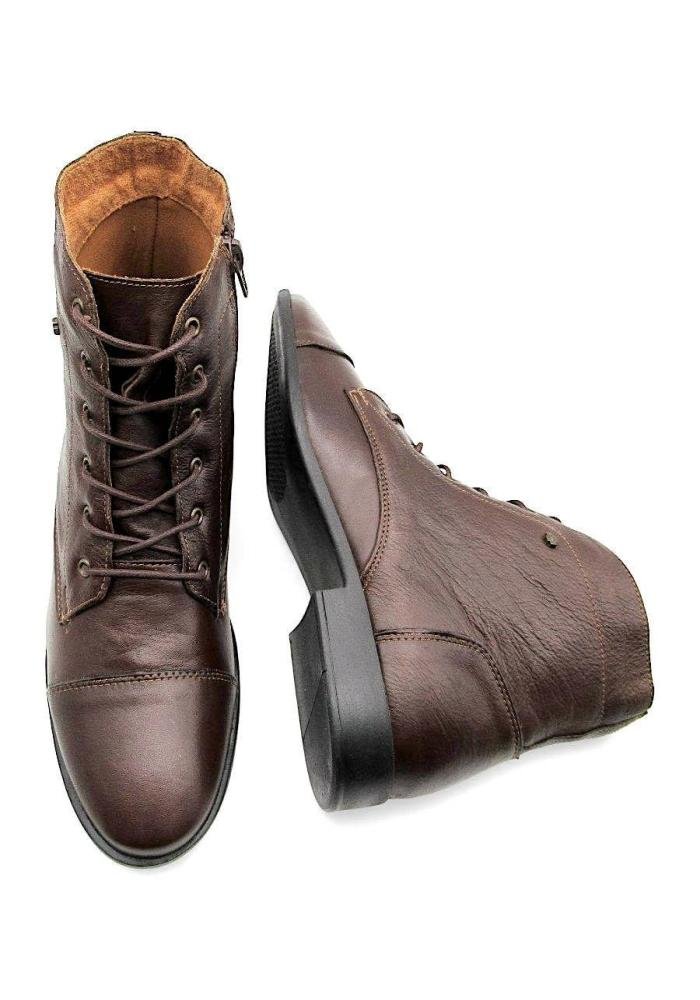 Bota Coturno Feminina em Couro Premium Café Perlatto Conforto LUN688E Marrom 4