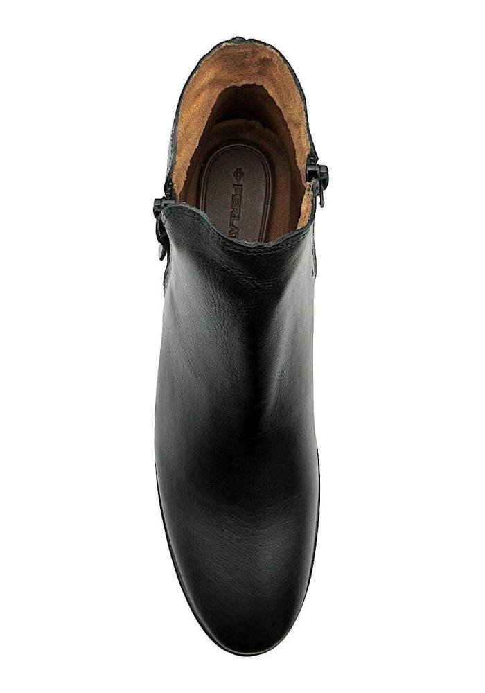 Bota Feminina Rasteira em Couro Preto Perlatto com 2 Zíperes ANG013E Preto 3