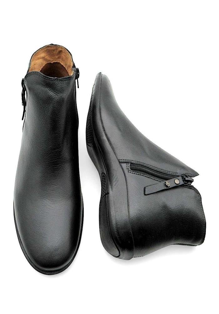 Bota Feminina Rasteira em Couro Preto Perlatto com 2 Zíperes ANG013E Preto 4