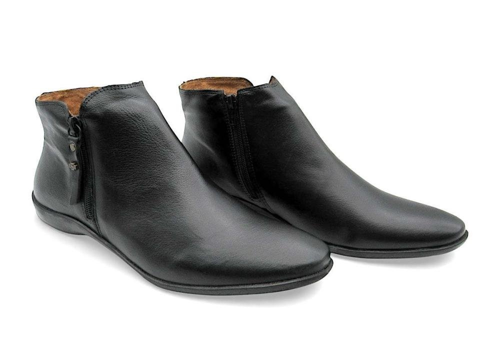 Bota Feminina Rasteira em Couro Preto Perlatto com 2 Zíperes ANG013E Preto 2