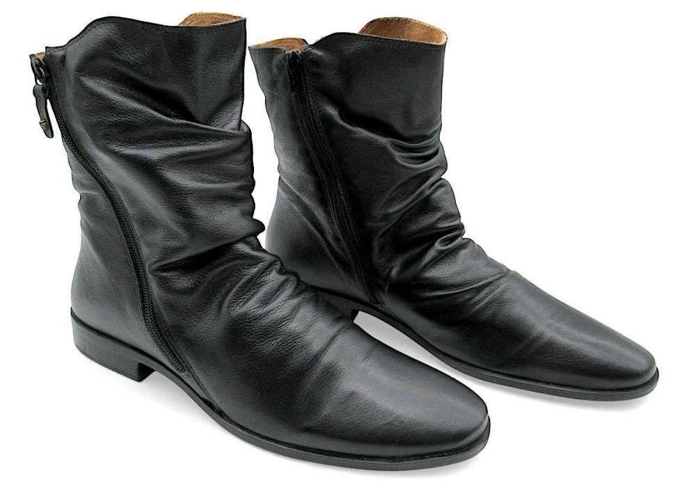 Bota Cano Médio Feminina em Couro Preto Perlatto com Zíper Duplo e Salto Baixo LUN004E Preto 2