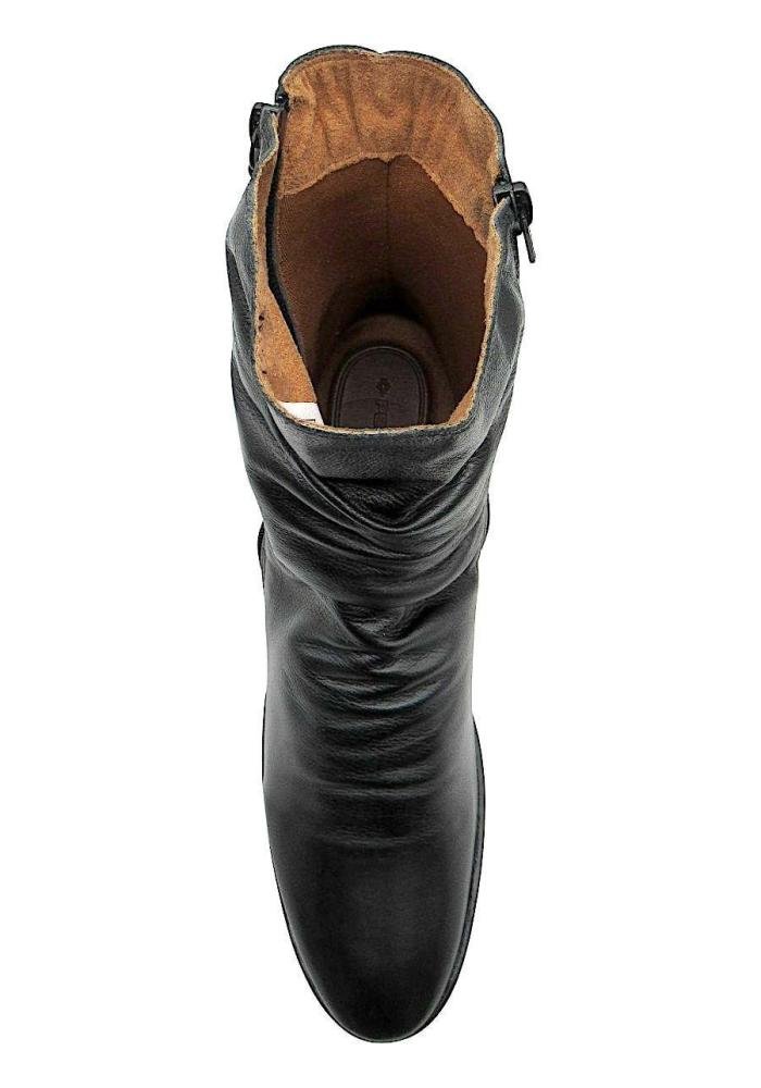 Bota Cano Médio Feminina em Couro Preto Perlatto com Zíper Duplo e Salto Baixo LUN004E Preto 3