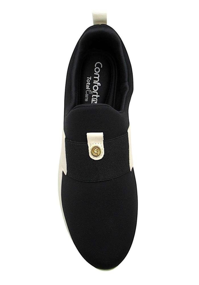 Tênis Casual Comfortflex em Lycra Totalcare Preto e Marfim  Preto/Marfim 3