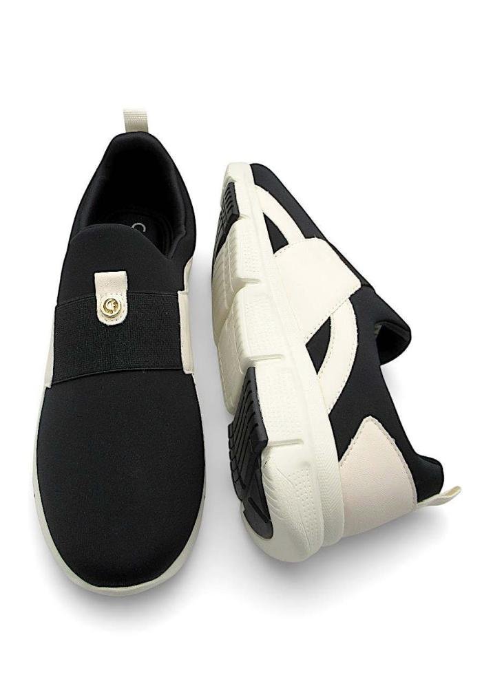 Tênis Casual Comfortflex em Lycra Totalcare Preto e Marfim  Preto/Marfim 4