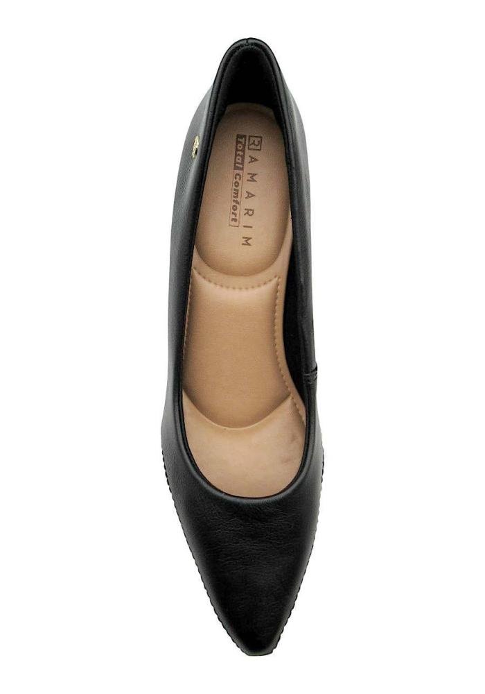 Sapato Scarpin Feminino Ramarim Total Comfort em Couro 2664101 Salto Bloco Preto 3